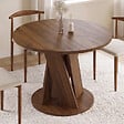 ID MARKET - Table à manger extensible ronde JASMINE 4-8 personnes pied central noyer 110-150 cm - vignette