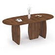 ID MARKET - Table à manger extensible japandi ovale MARILOU 6-10 personnes 3 pieds noyer 160-200 cm - vignette