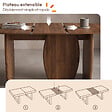 ID MARKET - Table à manger extensible japandi ovale MARILOU 6-10 personnes 3 pieds noyer 160-200 cm - vignette