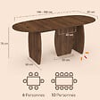 ID MARKET - Table à manger extensible japandi ovale MARILOU 6-10 personnes 3 pieds noyer 160-200 cm - vignette