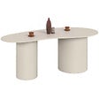 ID MARKET - Table à manger ovale organique ORPHEA 8 personnes 2 pieds cylindriques beige 200 cm - vignette