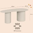 ID MARKET - Table à manger ovale organique ORPHEA 8 personnes 2 pieds cylindriques beige 200 cm - vignette