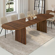 ID MARKET - Table à manger extensible japandi ovale EDITH 6-12 personnes noyer 200-300 cm - vignette
