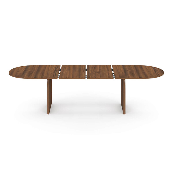 ID MARKET - Table à manger extensible japandi ovale EDITH 6-12 personnes noyer 200-300 cm - large