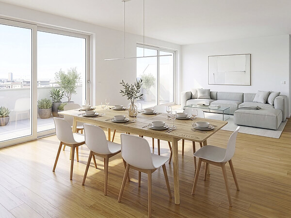 HABITAT ET JARDIN - Table repas extensible en bois 160/210 cm "Prisma" - 8 places - Beige - large
