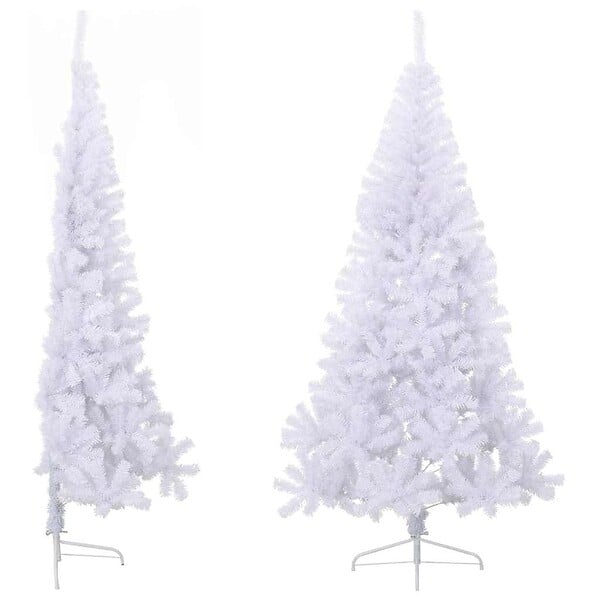 VIDAXL - vidaXL Sapin de Noël artificiel moitié avec support blanc 180 cm PVC - large