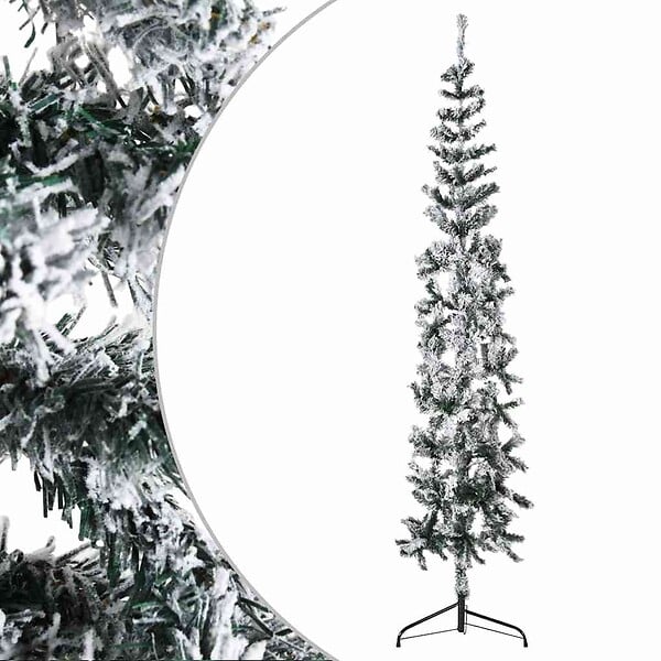 VIDAXL - vidaXL Demi sapin de Noël artificiel mince avec neige floquée 180 cm - large