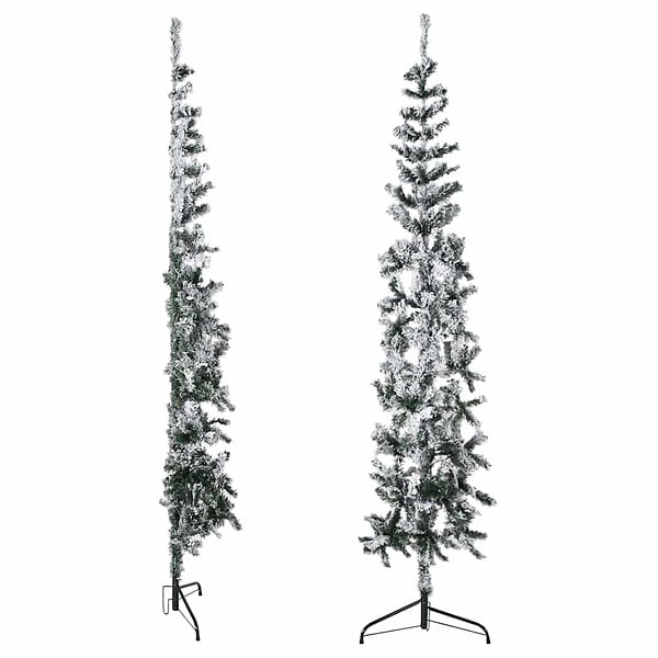 VIDAXL - vidaXL Demi sapin de Noël artificiel mince avec neige floquée 210 cm - large
