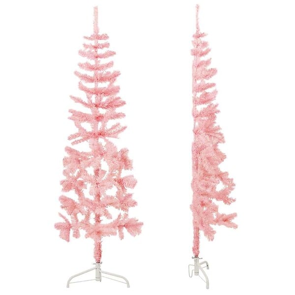 VIDAXL - vidaXL Demi sapin de Noël artificiel mince avec support Rose 120 cm - large