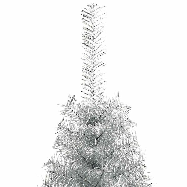 VIDAXL - vidaXL Demi sapin de Noël artificiel avec support argenté 240 cm PET - large
