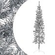 VIDAXL - vidaXL Demi sapin de Noël artificiel mince avec support Argenté 180 cm - vignette