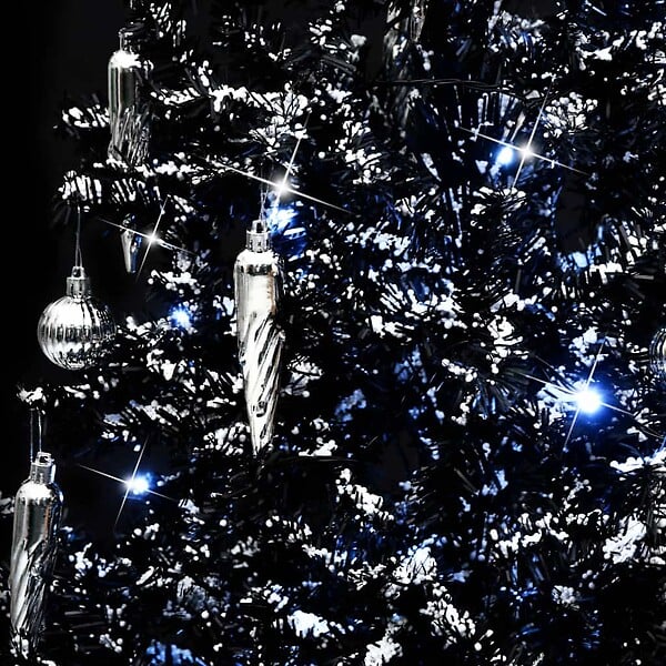 VIDAXL - vidaXL Arbre de Noël neigeux avec base de parapluie Noir 140 cm PVC - large