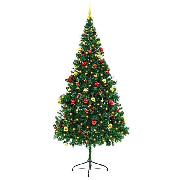 VIDAXL - vidaXL Arbre de Noël artificiel pré-éclairé avec boules vert 210 cm - large