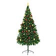 VIDAXL - vidaXL Arbre de Noël artificiel pré-éclairé avec boules vert 210 cm - vignette