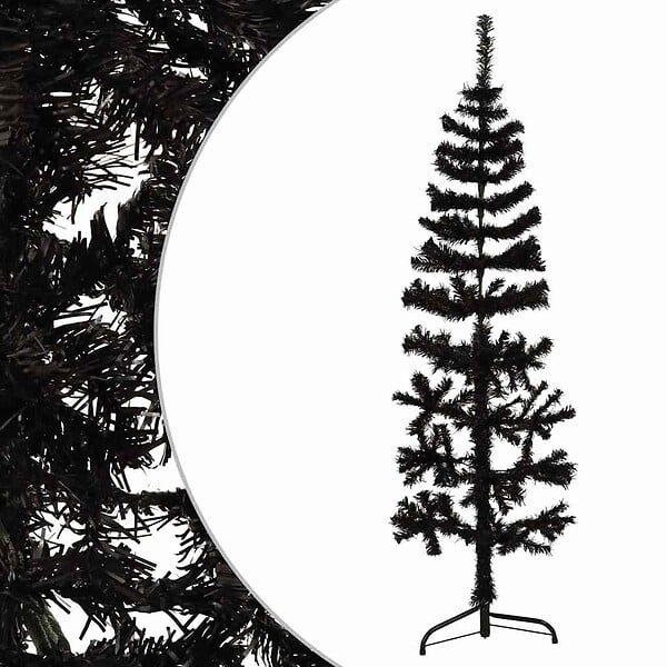 VIDAXL - vidaXL Demi sapin de Noël artificiel mince avec support Noir 150 cm - large