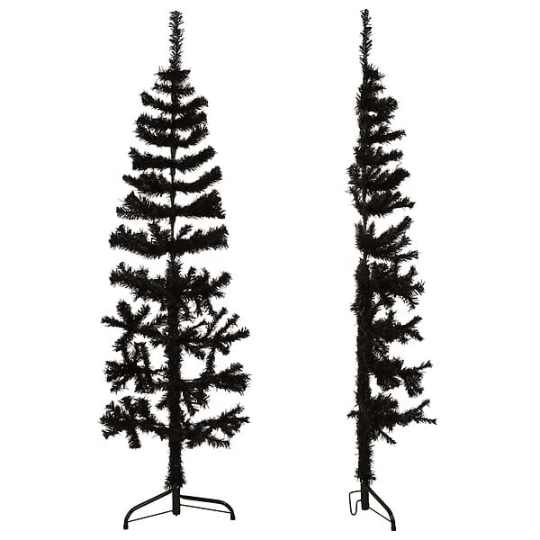VIDAXL - vidaXL Demi sapin de Noël artificiel mince avec support Noir 150 cm - large