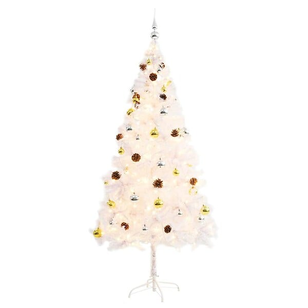 VIDAXL - vidaXL Arbre de Noël artificiel pré-éclairé avec boules blanc 180 cm - large