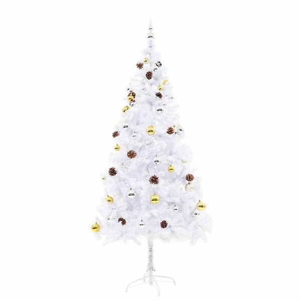 VIDAXL - vidaXL Arbre de Noël artificiel pré-éclairé avec boules blanc 180 cm - large