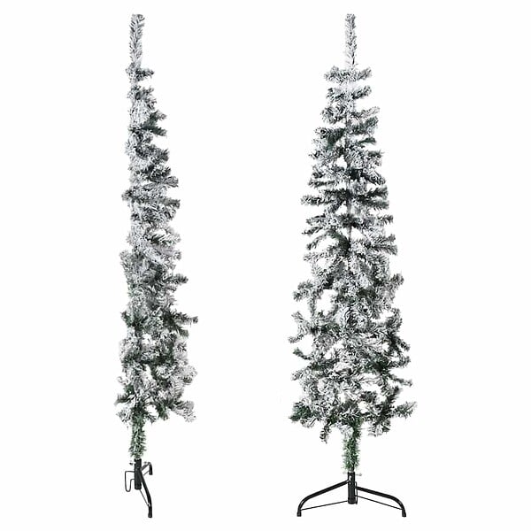 VIDAXL - vidaXL Demi sapin de Noël artificiel mince avec neige floquée 150 cm - large