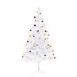 VIDAXL - vidaXL Arbre de Noël artificiel pré-éclairé avec boules blanc 210 cm - vignette
