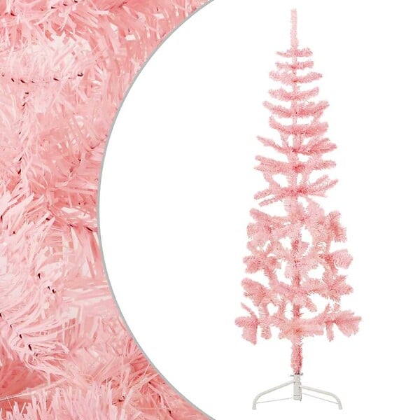 VIDAXL - vidaXL Demi sapin de Noël artificiel mince avec support Rose 150 cm - large