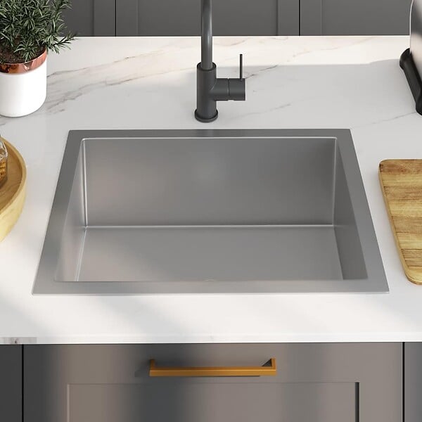VIDAXL - vidaXL Évier de cuisine fait à la main Acier inoxydable - large