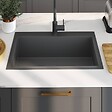 VIDAXL - vidaXL Évier de cuisine fait main Noir Acier inoxydable - vignette