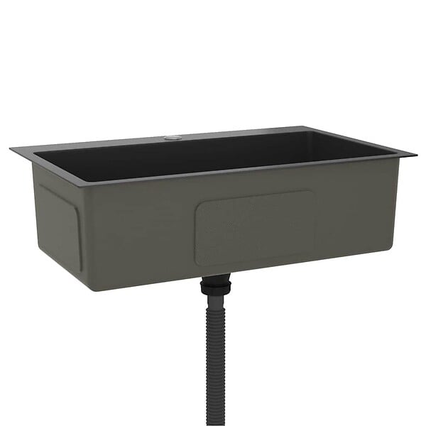 VIDAXL - vidaXL Évier de cuisine fait main Noir Acier inoxydable - large