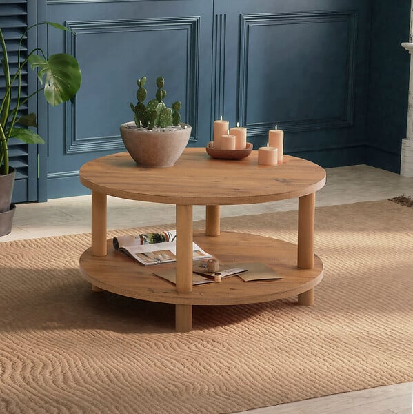 HABITAT ET JARDIN - Table basse ronde en bois "Roby" - 70 x 70 x 43 cm - Marron - large