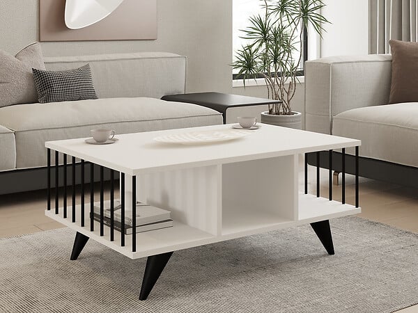 HABITAT ET JARDIN - Table basse en bois "Bert" - 90 x 60 x 40 cm - Blanc - large