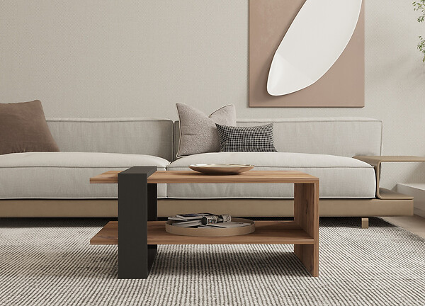 HABITAT ET JARDIN - Table basse en bois "Ova" - 80 x 55 x 35 cm - Marron - large