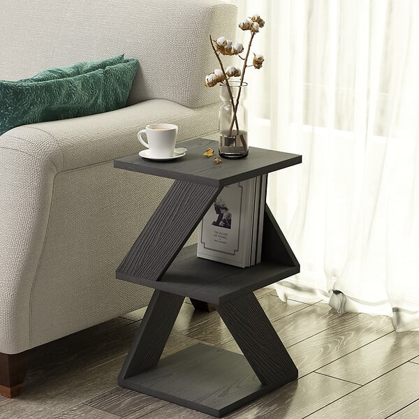 HABITAT ET JARDIN - Table d'appoint en bois "Albeni" - 30 x 30 x 54 cm - Noir - large