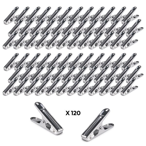 ID MARKET - 120 pinces à linge inox, pinces incassables, inusables, ne rouillent pas - large