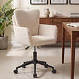 ID MARKET - Chaise de bureau ZACK en velours côtelé beige avec coussin pivotante et hauteur réglable à roulettes - vignette