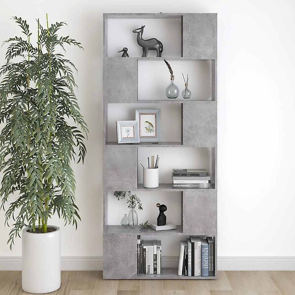 VIDAXL - vidaXL Bibliothèque/Séparateur de pièce Gris béton Bois d'ingénierie - large