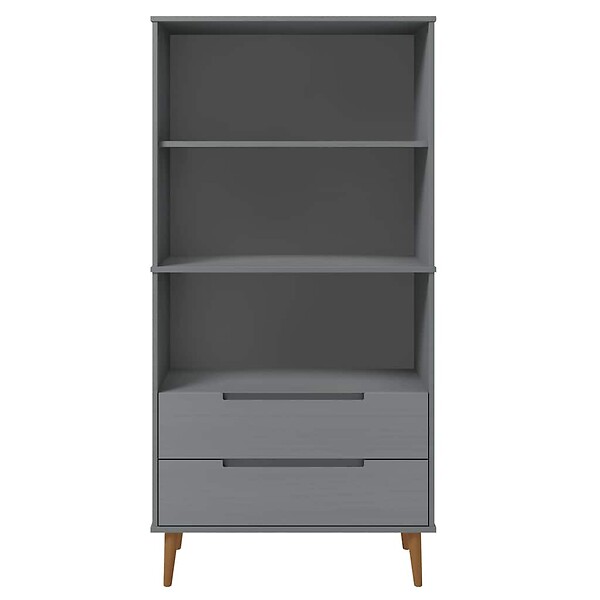 VIDAXL - vidaXL Bibliothèque MOLDE Gris 85x35x170,5 cm Bois massif de pin - large
