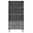 VIDAXL - vidaXL Bibliothèque MOLDE Gris 85x35x170,5 cm Bois massif de pin - vignette
