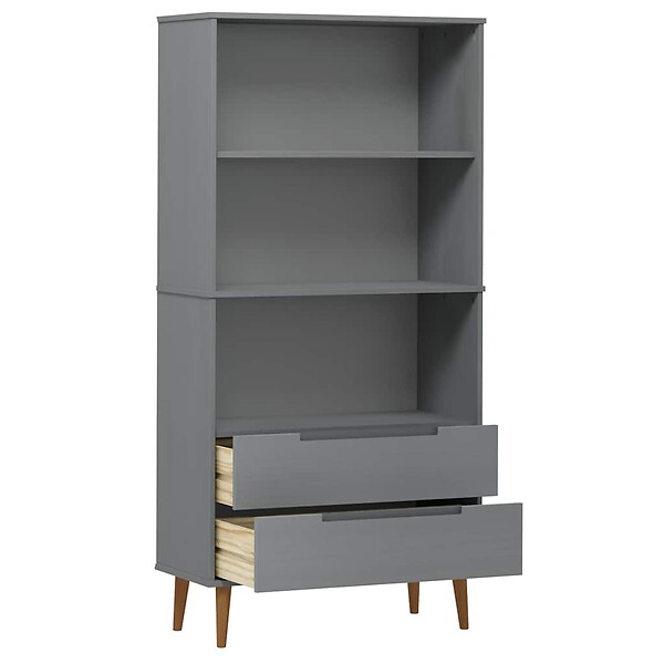 VIDAXL - vidaXL Bibliothèque MOLDE Gris 85x35x170,5 cm Bois massif de pin - large