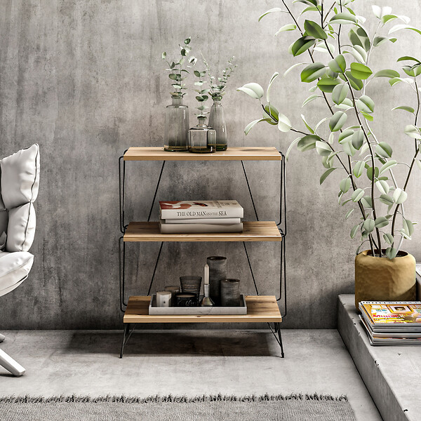 HABITAT ET JARDIN - Bibliothèque en bois "Lazandos" - 46 x 30 x 76 cm - Marron - large