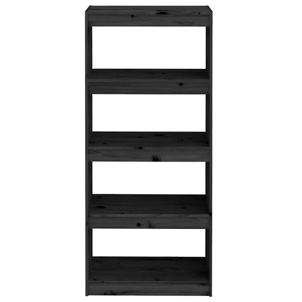 VIDAXL - vidaXL Bibliothèque/Séparateur de pièce Noir 60x30x135,5 cm Pin massif - large