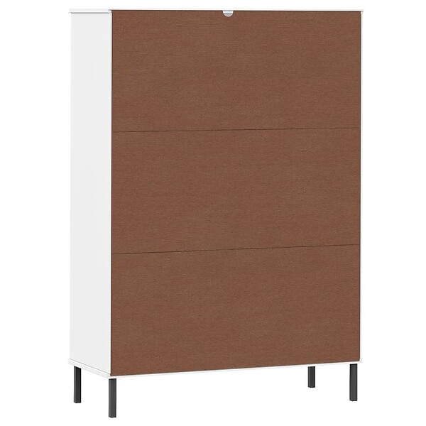 VIDAXL - vidaXL Bibliothèque avec pieds en métal Blanc 90x35x128,5 cm Bois OSLO - large