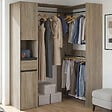 ID MARKET - Dressing d'angle modulable L. 145 / 203 cm MELMAN triple penderie + portes + tiroir + étagères bois et noir - vignette