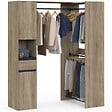 ID MARKET - Dressing d'angle modulable L. 145 / 203 cm MELMAN triple penderie + portes + tiroir + étagères bois et noir - vignette