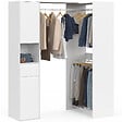 ID MARKET - Dressing d'angle modulable L. 145 / 203 cm MELMAN triple penderie + portes + tiroir + étagères blanc - vignette