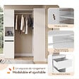 ID MARKET - Dressing d'angle modulable L. 145 / 203 cm MELMAN triple penderie + portes + tiroir + étagères blanc - vignette