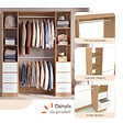 ID MARKET - Dressing double penderie + double colonne L. 140 cm UPPAH avec 6 étagères et 6 bacs en tissu bois et blanc - vignette