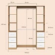 ID MARKET - Dressing double penderie + double colonne L. 140 cm UPPAH avec 6 étagères et 6 bacs en tissu bois et blanc - vignette