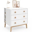ID MARKET - Commode à langer JACOB blanc et bois 3 tiroirs, table à langer amovible et 2 étagères - vignette