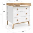 ID MARKET - Commode à langer JACOB blanc et bois 3 tiroirs, table à langer amovible et 2 étagères - vignette