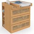 ID MARKET - Commode à langer évolutive EDHEN bois et cannage 3 tiroirs, table à langer et 2 étagères amovibles - vignette